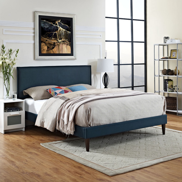 Shop Camille Upholstered Platform Bed with Squared Tapered Legs - Free ...