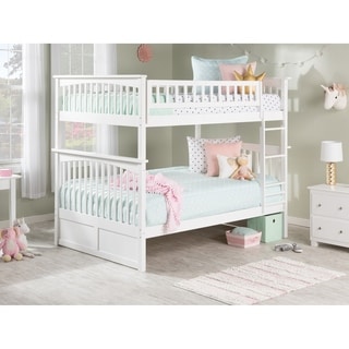 Columbia Bunk Bed Full over Full with USB Charging Station in White