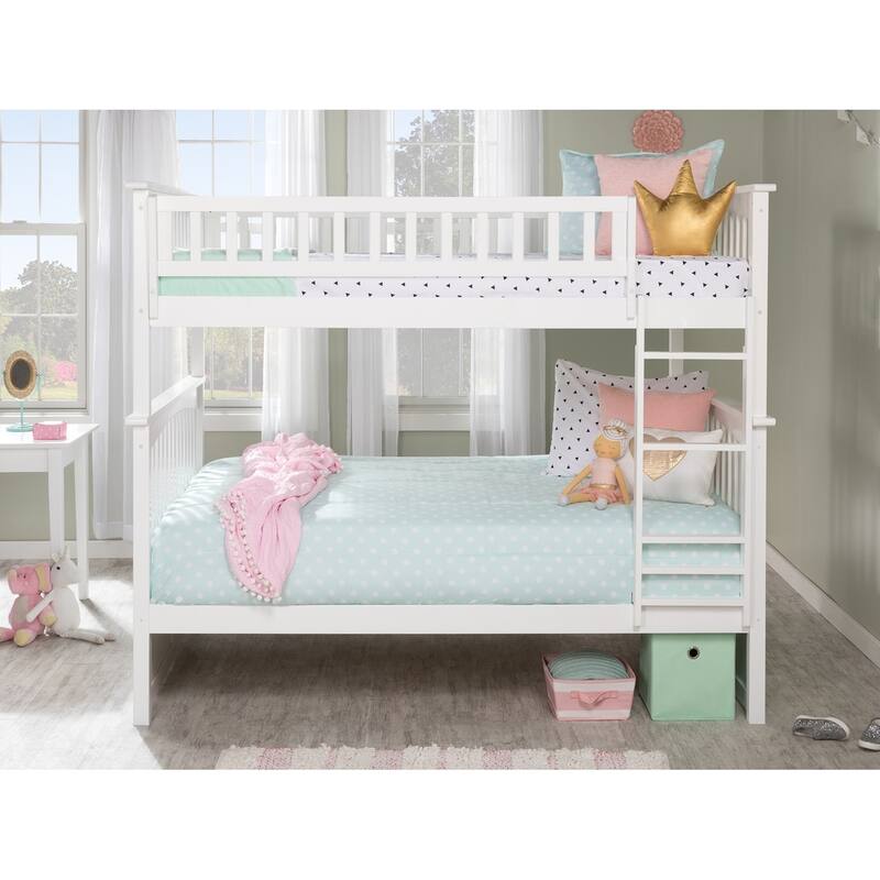 Columbia Bunk Bed Full over Full with USB Charging Station in White