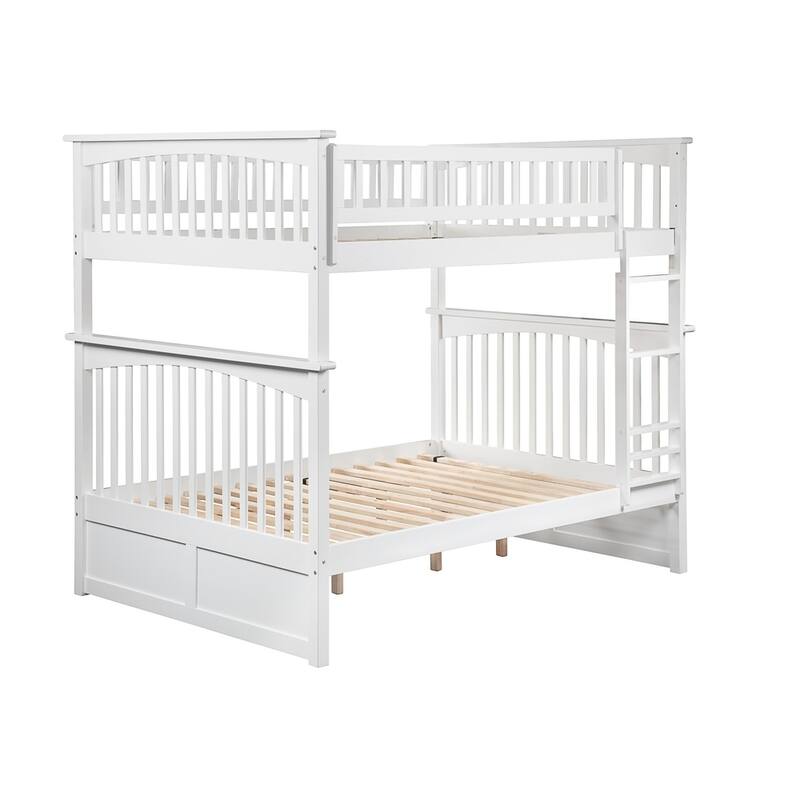Columbia Bunk Bed Full over Full with USB Charging Station in White