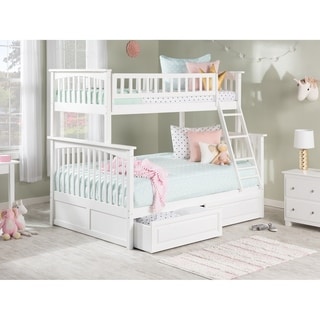Columbia Twin over Full Solid Wood Ladder Bunk Bed with 2 Raised Panel ...