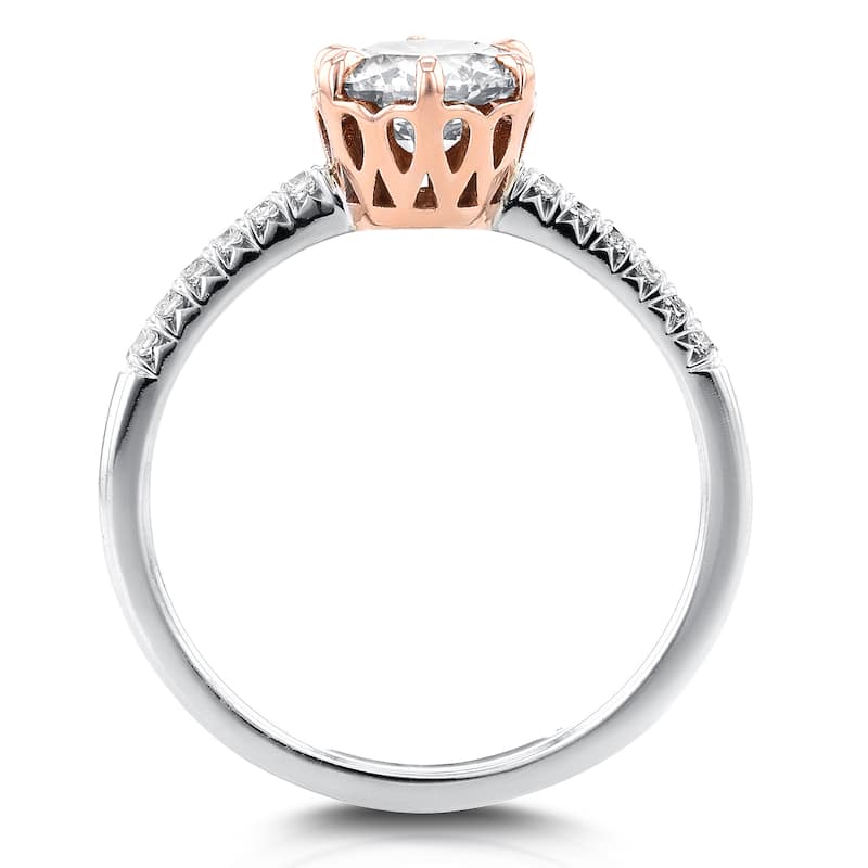 Annello by Kobelli 14k Two Tone Gold 1ct Round Moissanite and 1/8ct TDW Diamond Engagement Ring (G-H, I1-I2)