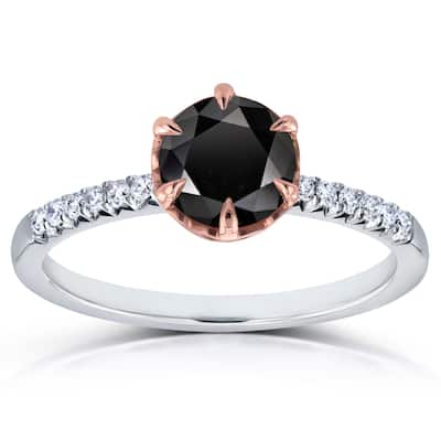 Annello by Kobelli 14k Two Tone Gold 1 1/8ct TDW Black and White Diamond Engagement Ring