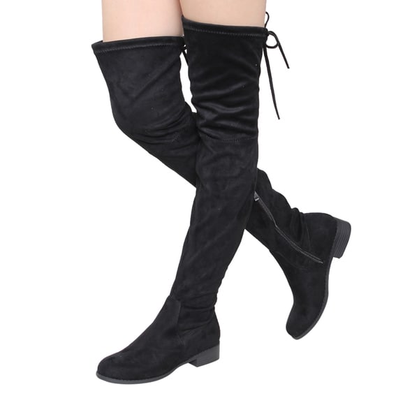 thigh high small heel boots