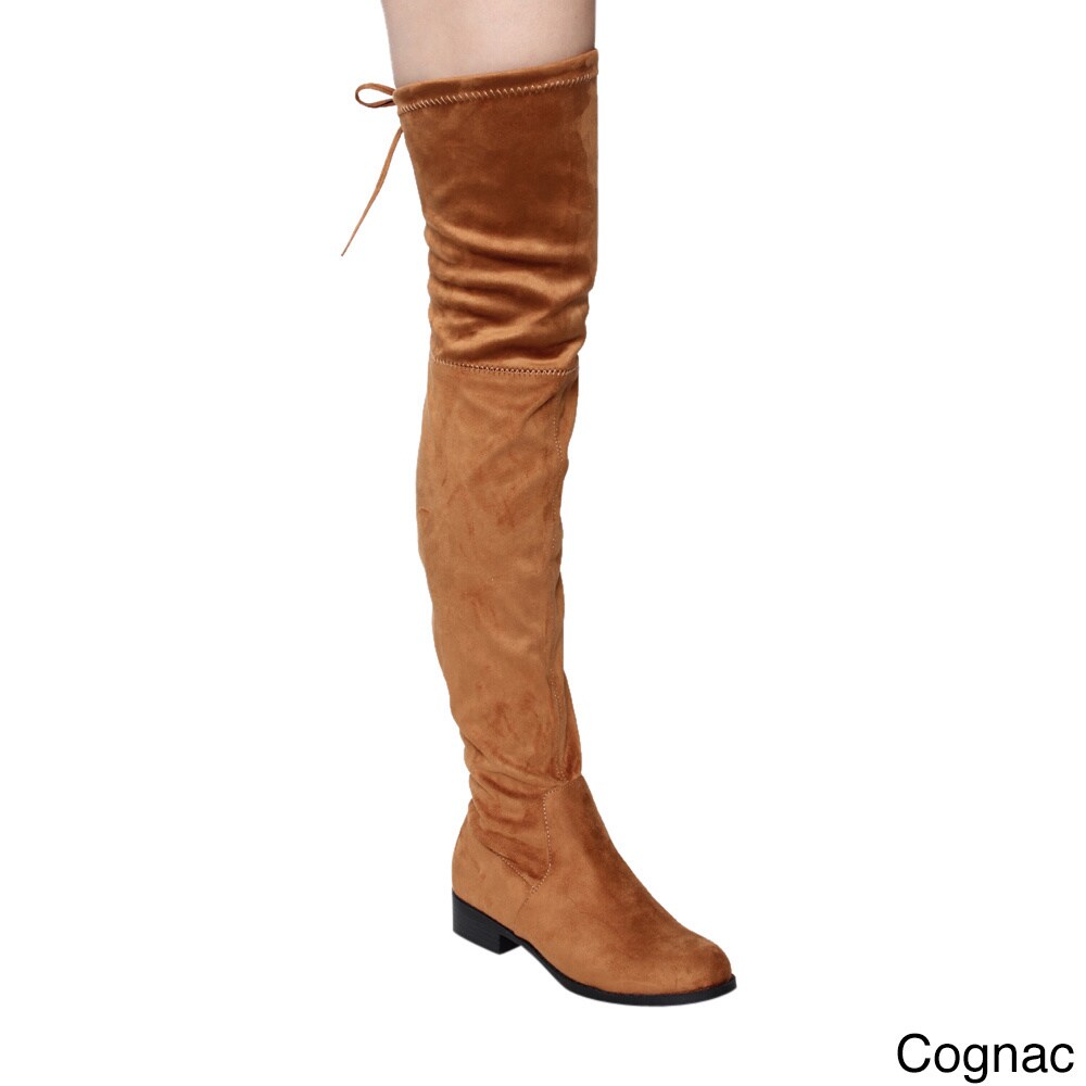 cognac thigh high boots