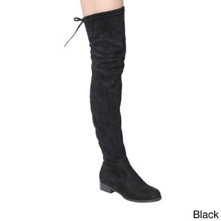 Shop Beston Women's Drawstring Low Heel Side Zipper Thigh-high Boots ...