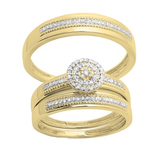 14k gold 14ct tdw round cut diamond cluster bride and groom trio wedding - His And Her Wedding Ring Sets 14k gold 14ct tdw round cut diamond cluster bride and groom trio wedding - His And Her Wedding Ring Sets