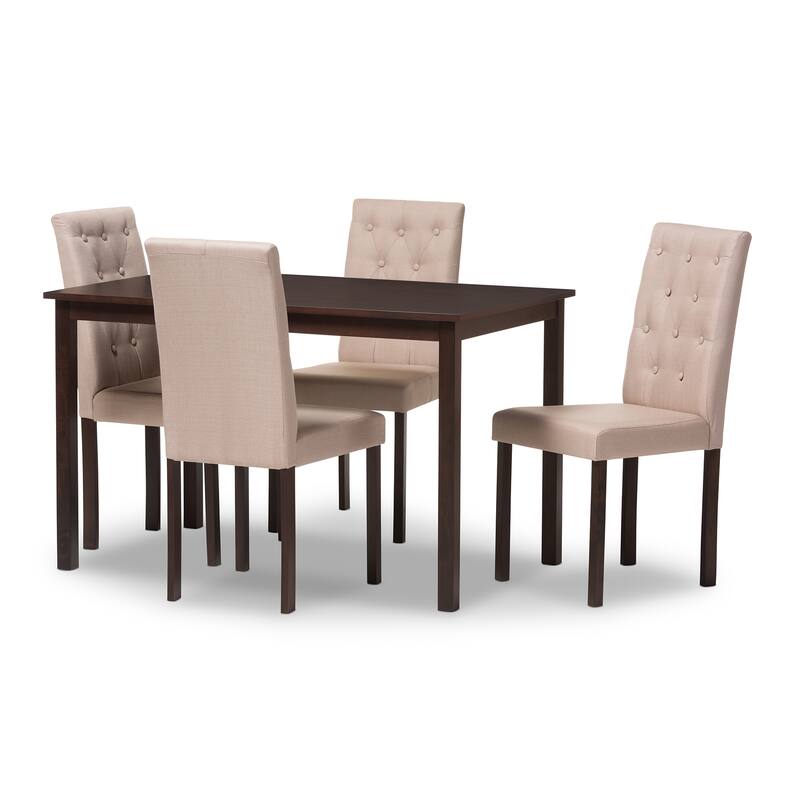 Porch & Den Devin Contemporary 5-piece Dark Brown Finished and Fabric Upholstered Dining Set - Beige