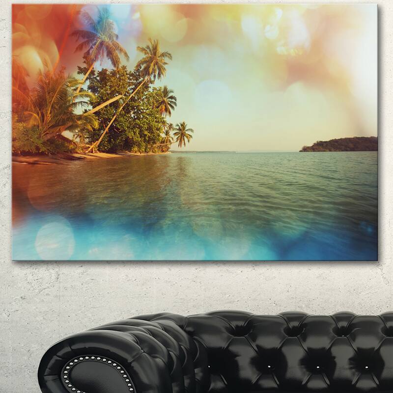 Tropical Beach Wall Art Canvas Print - Serene Ocean  Serene Tropical Beach Canvas Art display picture 1