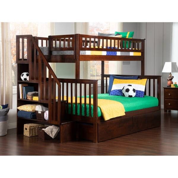 Shop Woodland Staircase Bunk Bed Twin Over Full With 2 Urban Bed