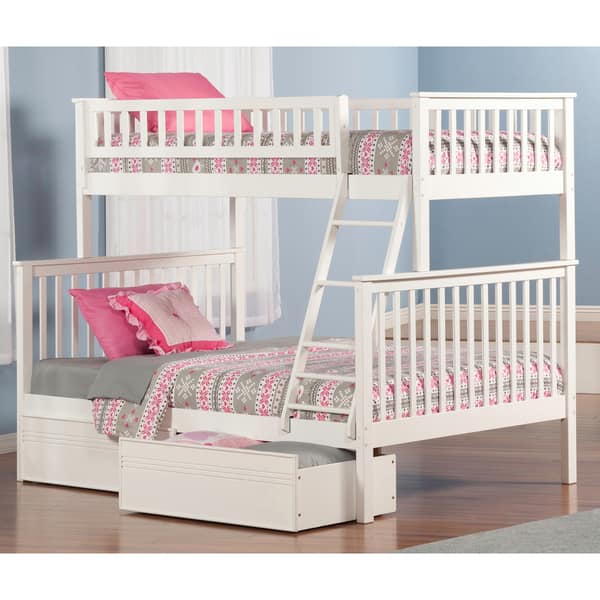 Woodland White Twin-over-full Bunk Bed with Bed Drawers - Overstock ...