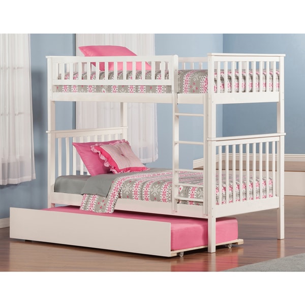 Shop Woodland Bunk Bed Twin over Twin with Urban Trundle Bed in White ...