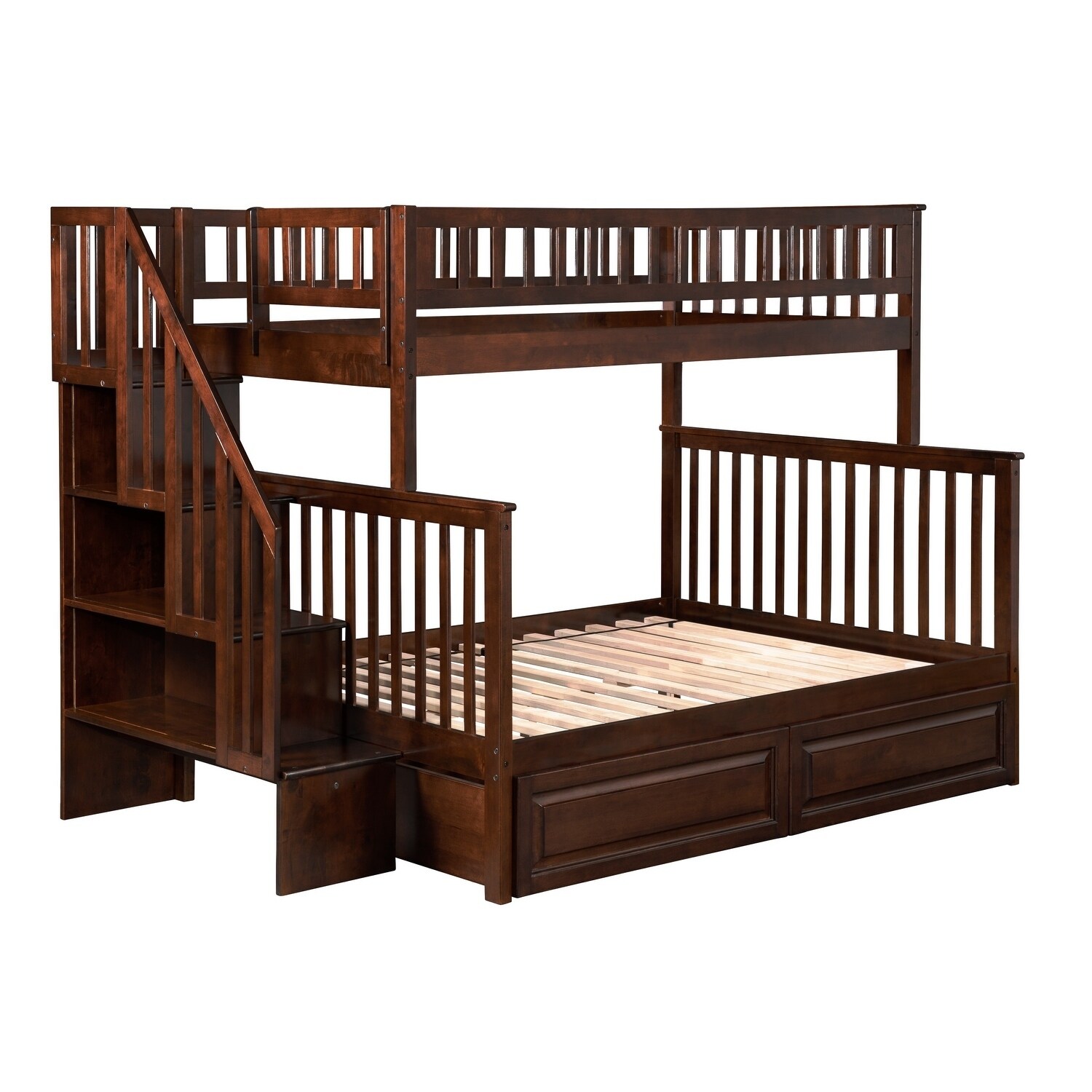 Shop Woodland Staircase Bunk Bed Twin Over Full With 2 Raised