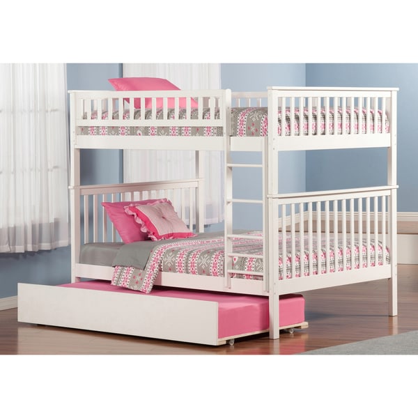 Shop Woodland Bunk Bed Full over Full with Urban Trundle Bed in White ...