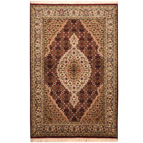 HERAT ORIENTAL Handmade One-of-a-Kind Tabriz Wool and Silk Rug - 2'10 x 4'3