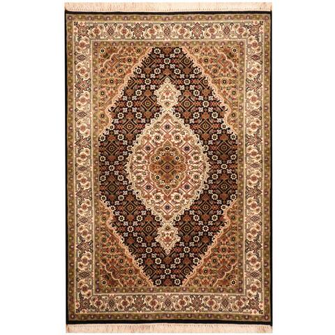 HERAT ORIENTAL Handmade One-of-a-Kind Tabriz Wool and Silk Rug - 2'10 x 4'2