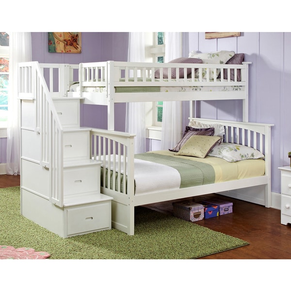 Columbia Staircase Bunk Bed Twin over Full in White - Free Shipping ...