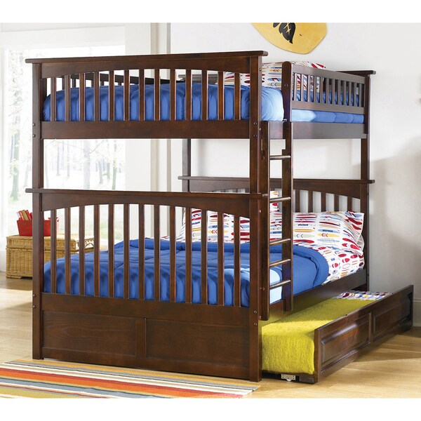 Columbia FulloverFull Bunk Bed with Trundle Bed in Walnut Free