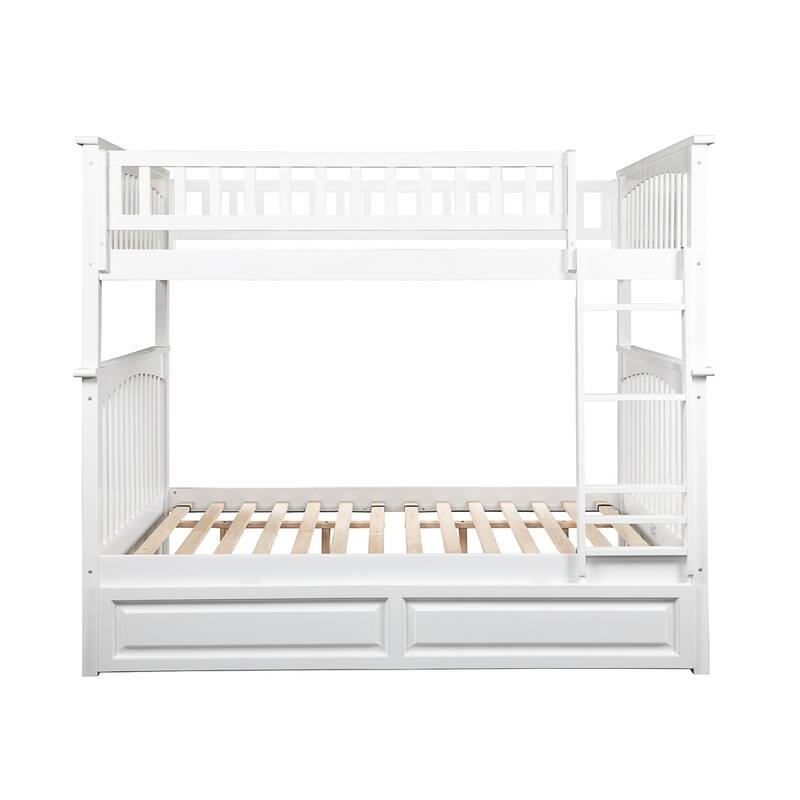 Columbia Bunk Bed Full over Full with Twin Trundle Bed in White