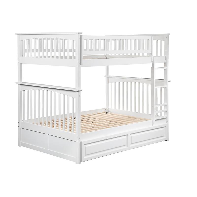 Columbia Bunk Bed Full over Full with Twin Trundle Bed in White