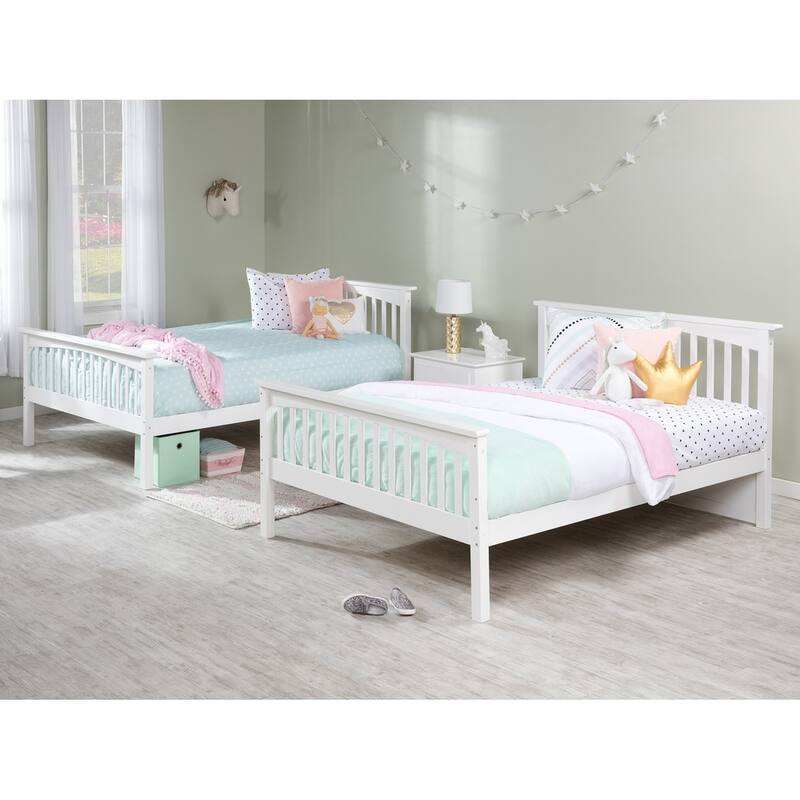 Columbia Bunk Bed Full over Full with Twin Trundle Bed in White