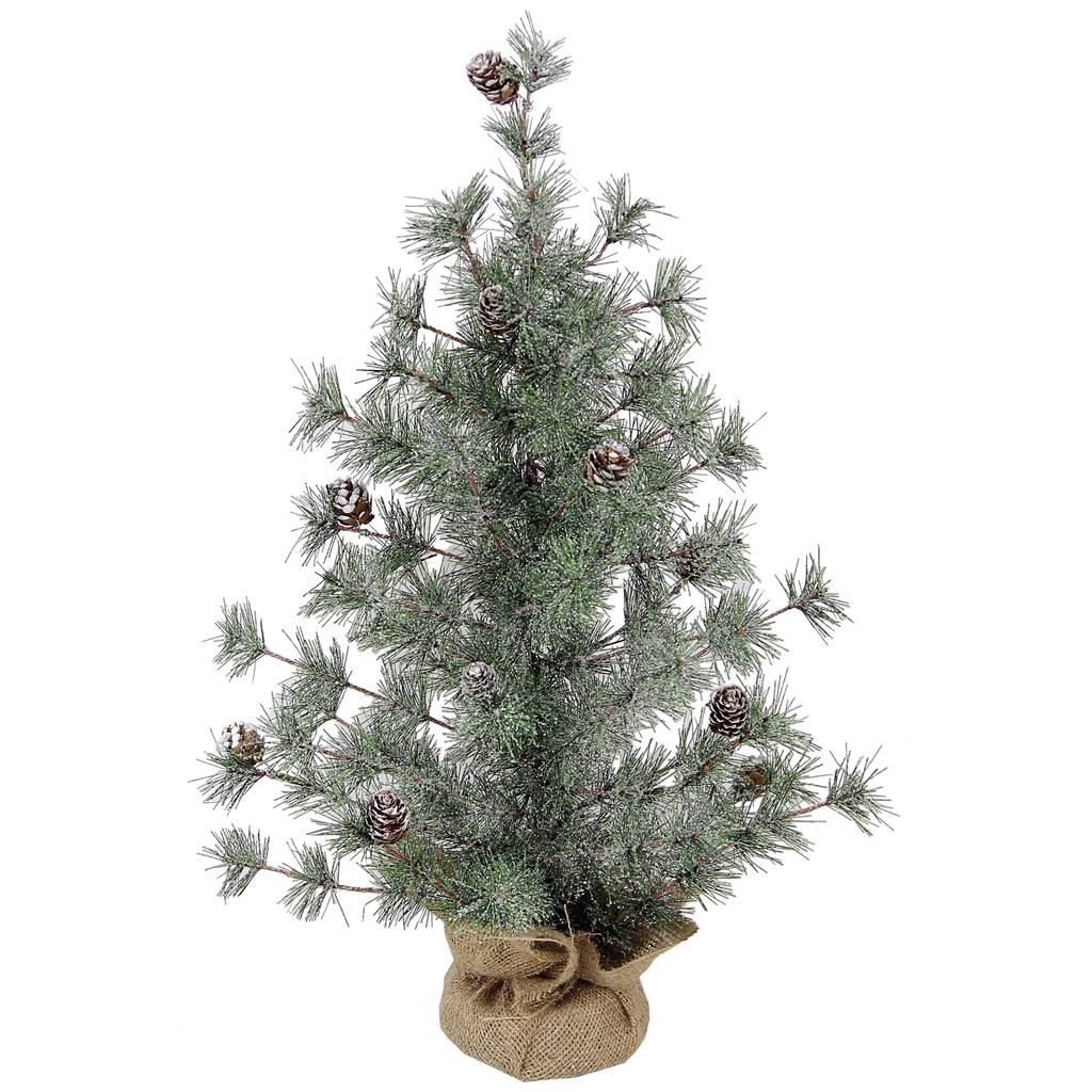 Artificial Christmas Snow Cone Pine 24-inch Tabletop Tree 53 Tips with Burlap Base