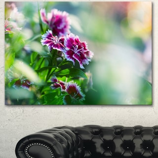 Pink Flowers on Green Background - Floral Artwork Print on Canvas ...