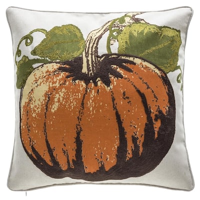 Fall Pumpkin Square Throw Pillow Cover by HULALA HOME