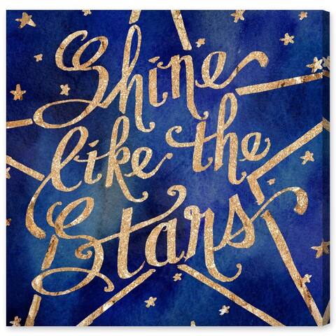 Oliver Gal 'Shine Like the Stars' Typography and Quotes Wall Art Canvas Print - Blue, Gold