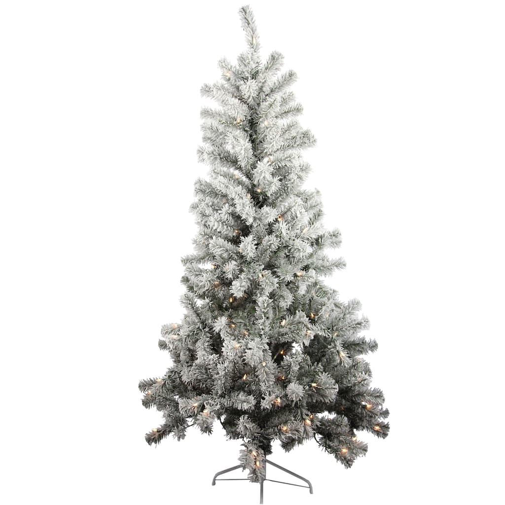 6-foot Pine Snow-flocked Artificial Christmas Tree with 150 Lights and 450 Tips