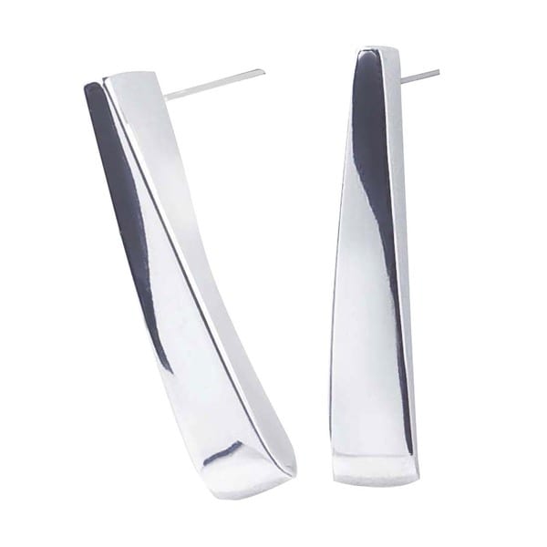 White Sterling Silver Forged-stud Earrings by Ever One