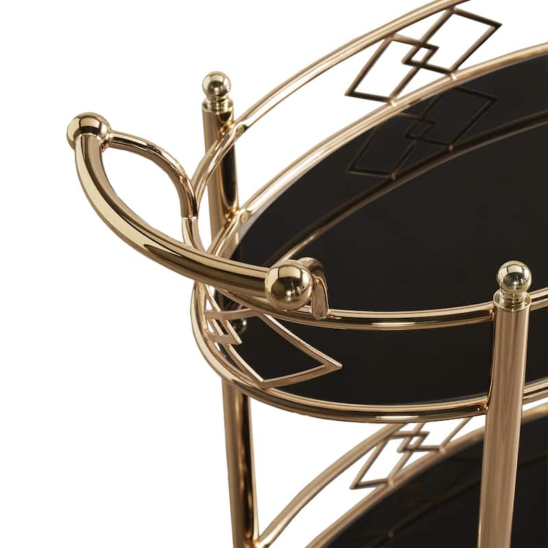 Metropolitan Rose Gold Metal Black Glass Bar Cart by iNSPIRE Q Bold