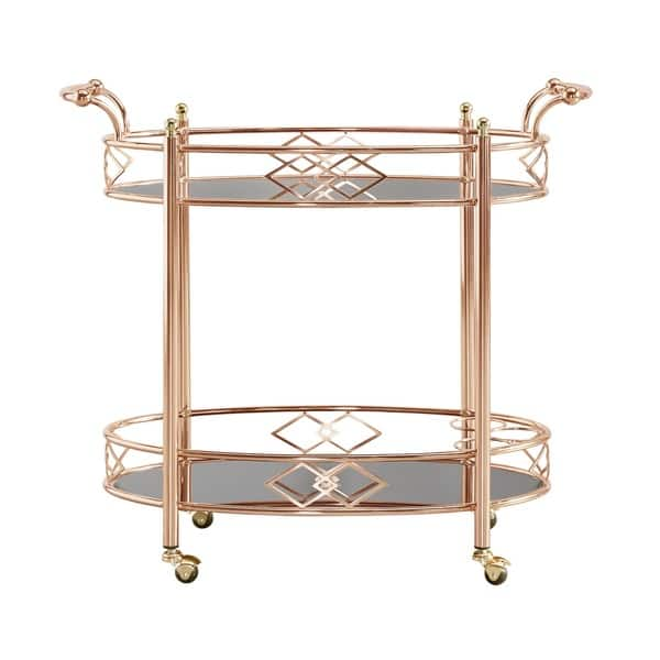 Metropolitan Rose Gold Metal Black Glass Bar Cart By Inspire Q Bold On Sale Overstock 13057344