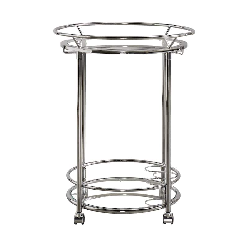 Metropolitan Round Chrome Metal Glass Top Bar Cart by iNSPIRE Q Bold