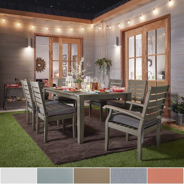 Shop Yasawa Modern Grey Wood Outdoor Rectangle 7-piece ...