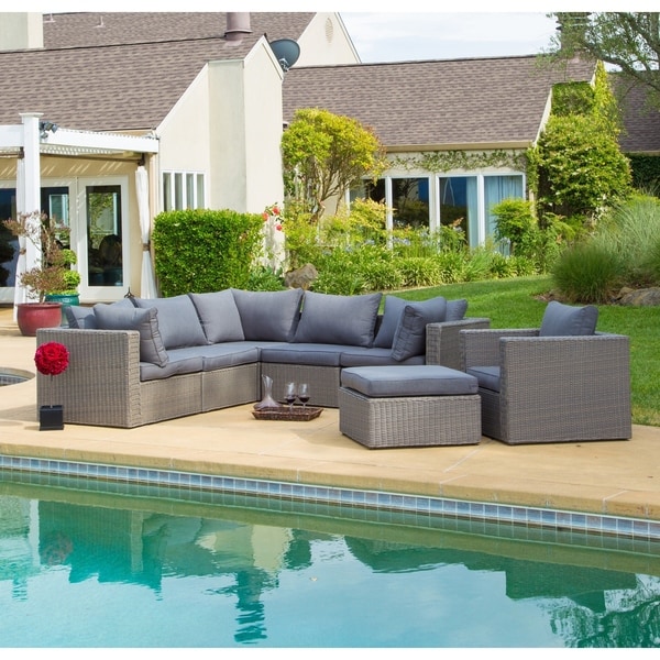Corvus Sevilla 7-piece Outdoor Wicker Furniture Set with Cushions