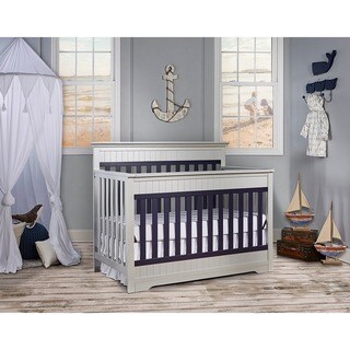 Dream On Me Chesapeake Platinum and Navy 5-in-1 Convertible Crib