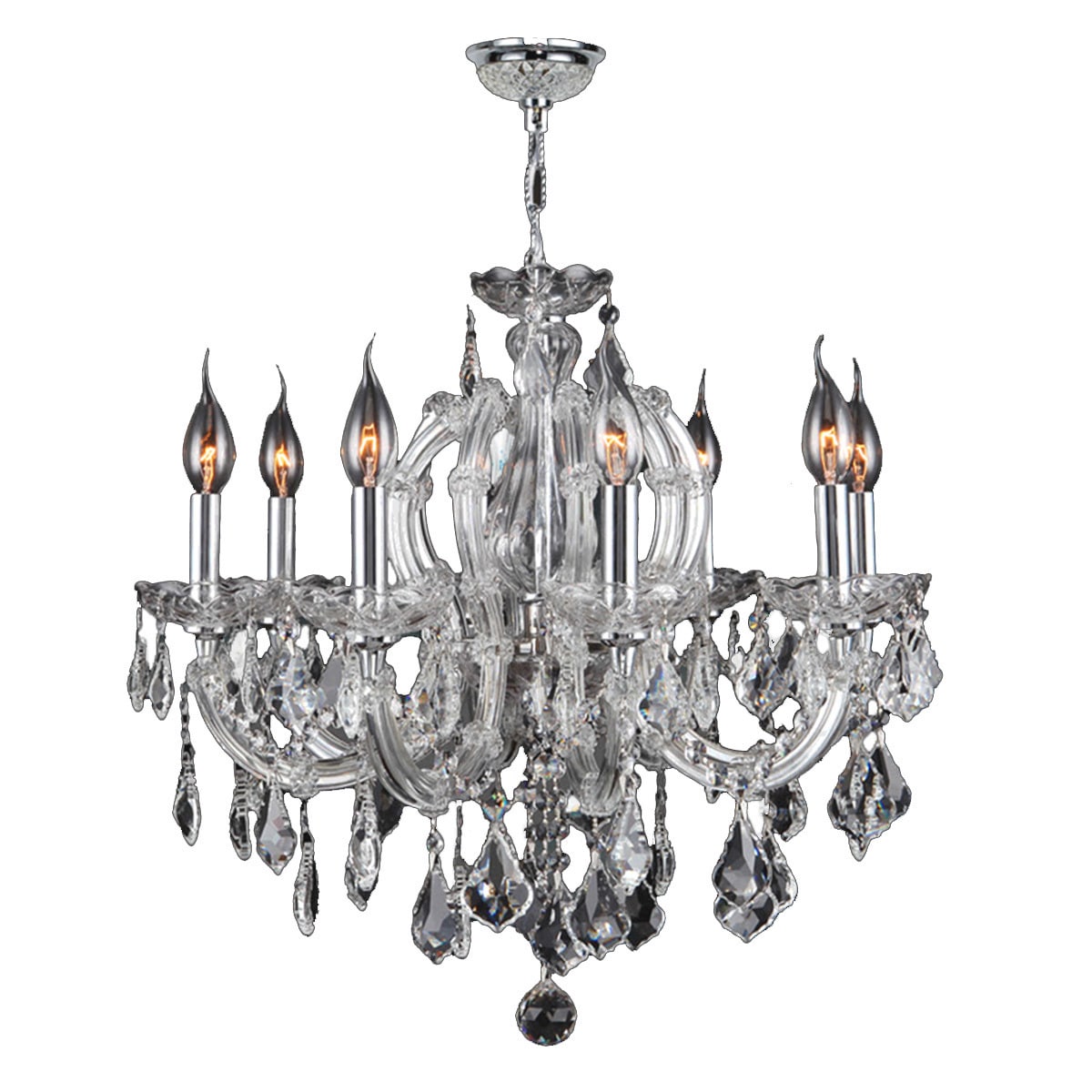 Maria Theresa Petite Collection 8 Light Chrome Finish Crystal Chandelier 22-inch x 22-inch Medium (8 Light Polished Chrome Clear Crystal) - Chandeliers For Bedrooms by Overstock.com