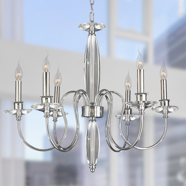 Metro Candelabra Collection 6 Light Chrome Finish Crystal Metro Candelabra Collection 6 Light Chrome Finish Crystal Candle Chandelier 25 D X 23