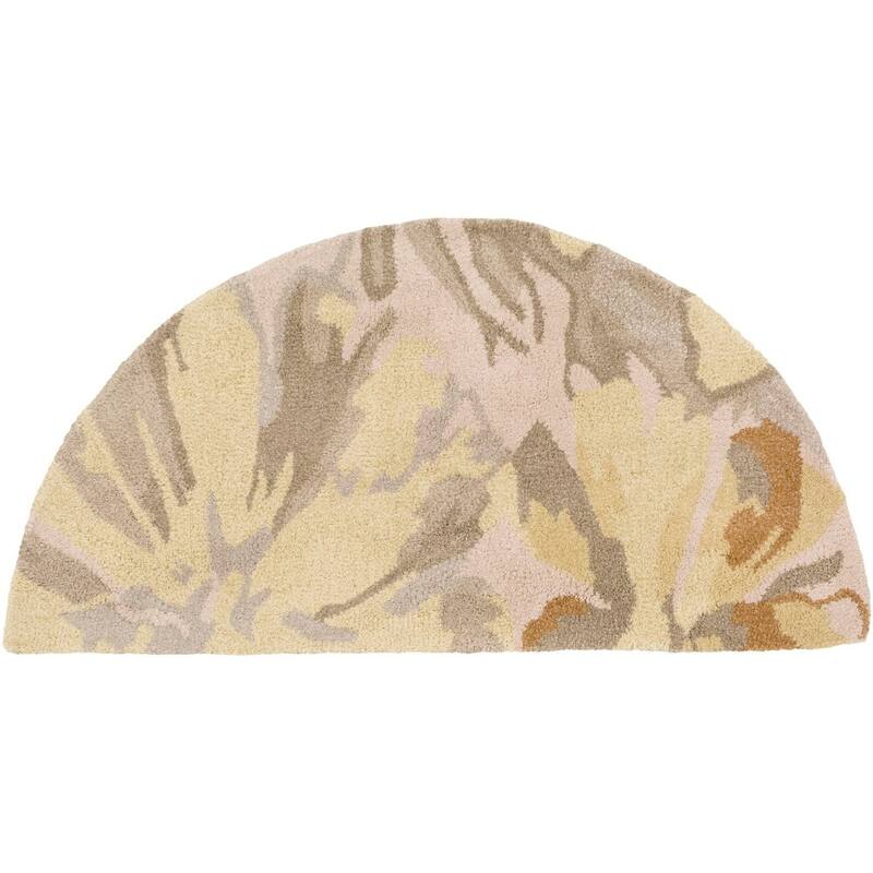 Handmade Putty Transitional Floral Wool Area Rug