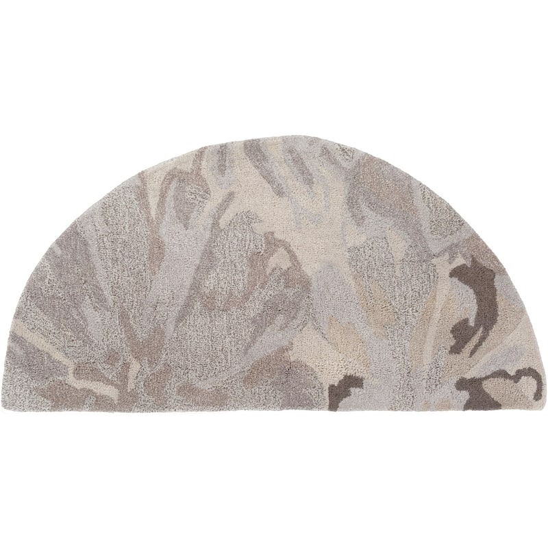 Handmade Putty Transitional Floral Wool Area Rug