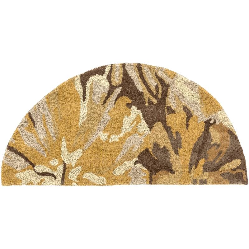 Handmade Putty Transitional Floral Wool Area Rug