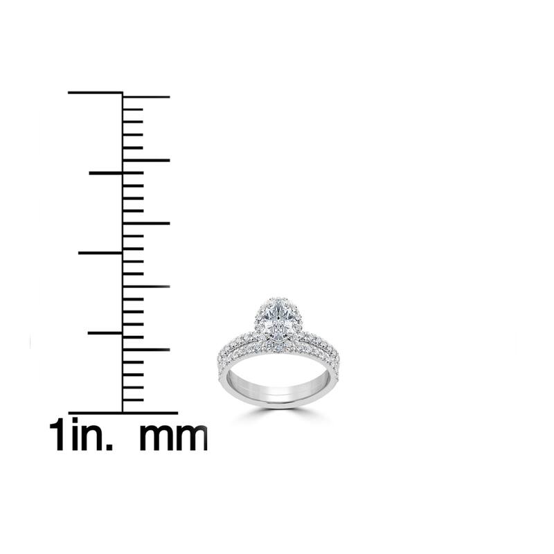 14k White Gold 1 1/4 ct Oval Halo Diamond Engagement Wedding Ring Set