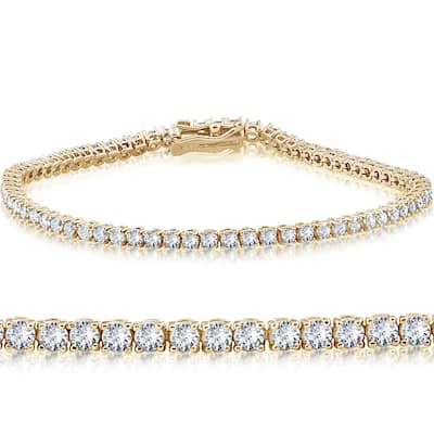 4 Ct 7-inch 14k Yellow Gold Round Cut Diamond Tennis Bracelet - White I-J