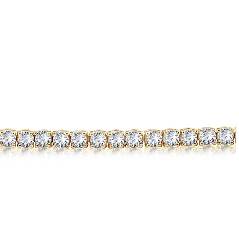 4 Ct 7-inch 14k Yellow Gold Round Cut Diamond Tennis Bracelet - White I-J