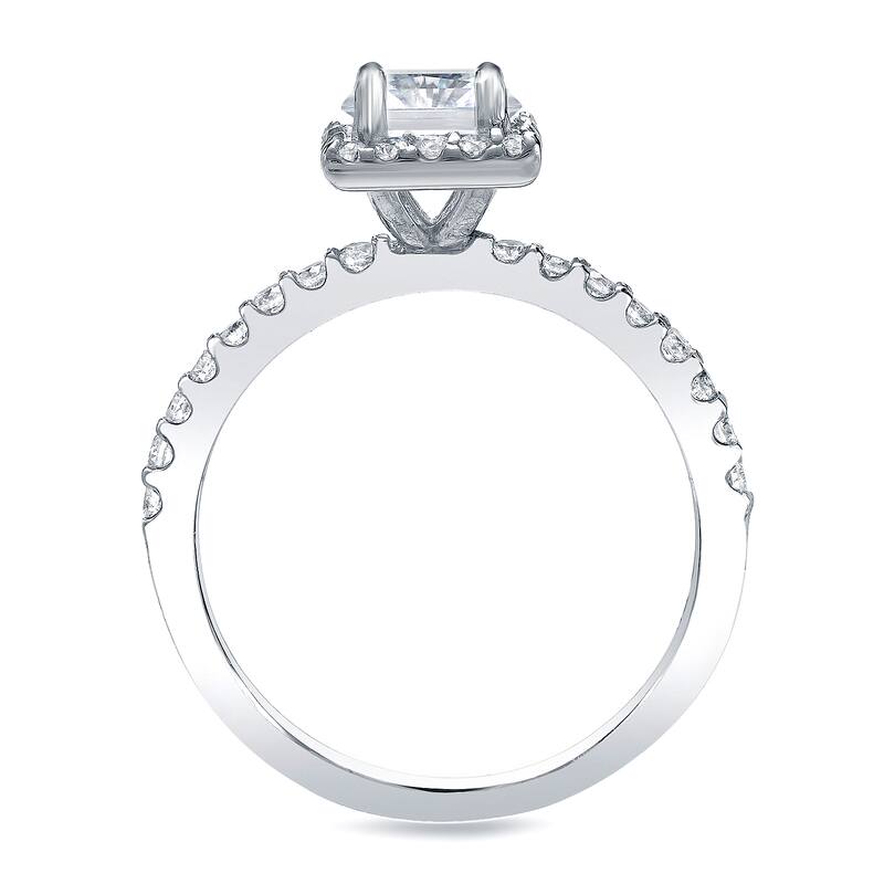 Platinum 1 1/4ct TDW Princess Cut Diamond Halo Engagement Ring Set by Auriya