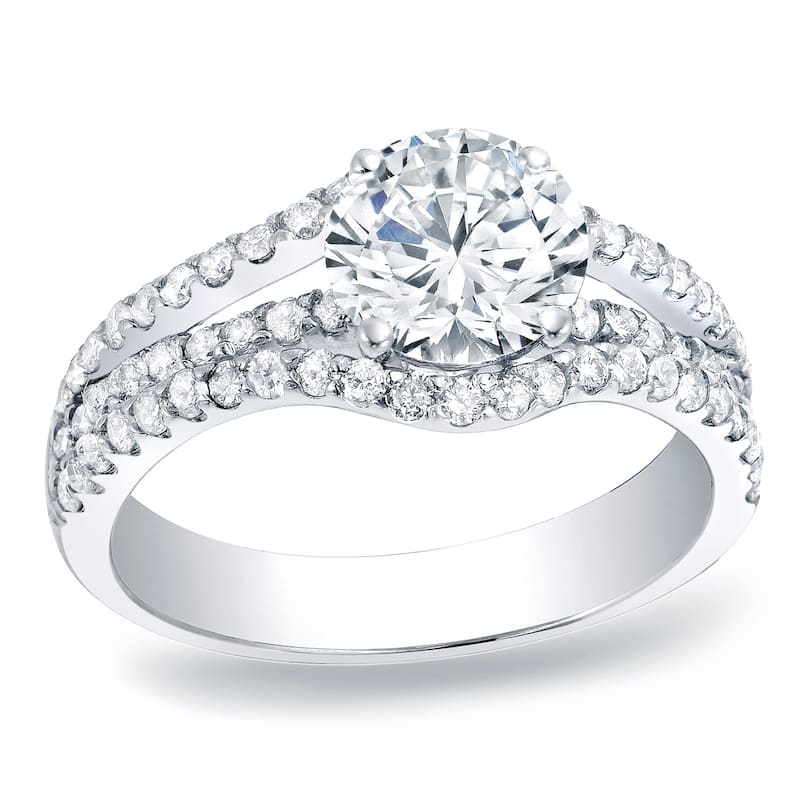 Auriya 1ctw Split Band Round Diamond Engagement Ring Platinum Gold (H-I, SI1-SI2)
