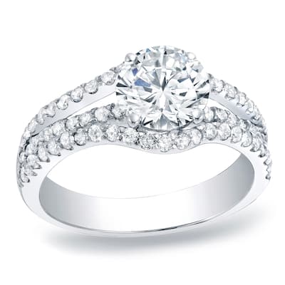 Auriya 1ctw Split Band Round Diamond Engagement Ring Platinum Gold (H-I, SI1-SI2)