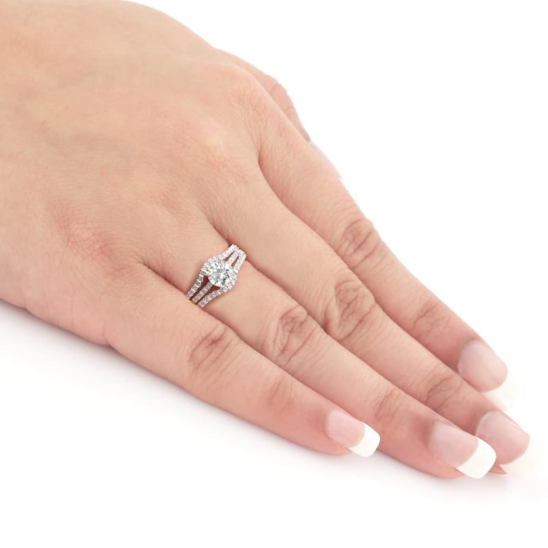Auriya 1ctw Split Band Round Diamond Engagement Ring Platinum Gold (H-I, SI1-SI2)