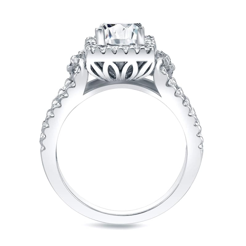 Auriya 1 3/4ctw Princess-Cut Halo Diamond Engagement Ring Platinum Certified